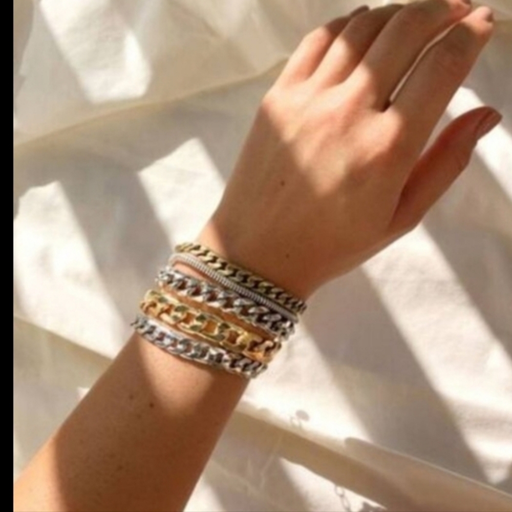 Jenny Bird Austin Cuff Multi Strand Mixed Metal Bracelet Stack
